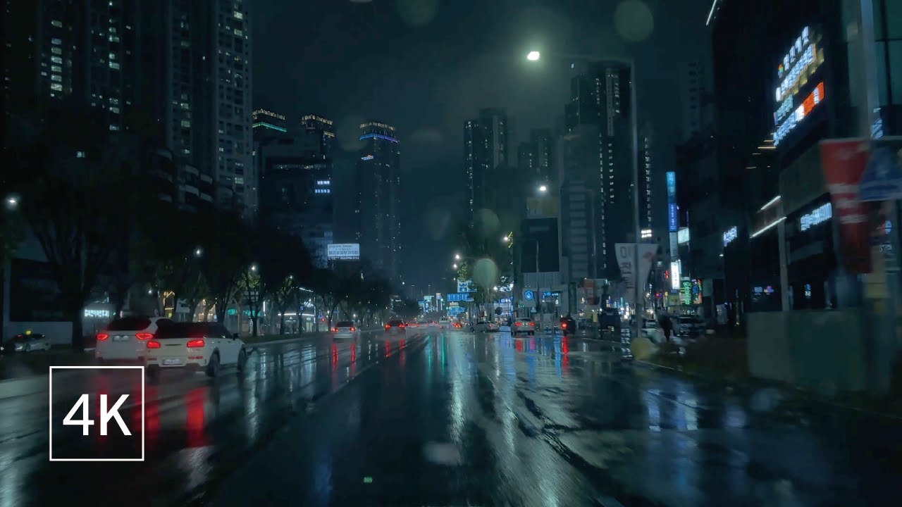 Rainy Night Drive in Daegu, Korea 🌧️ | Apsan &rarr; Dongseong-ro &rarr; Beomeo-daero | Calm Ambience