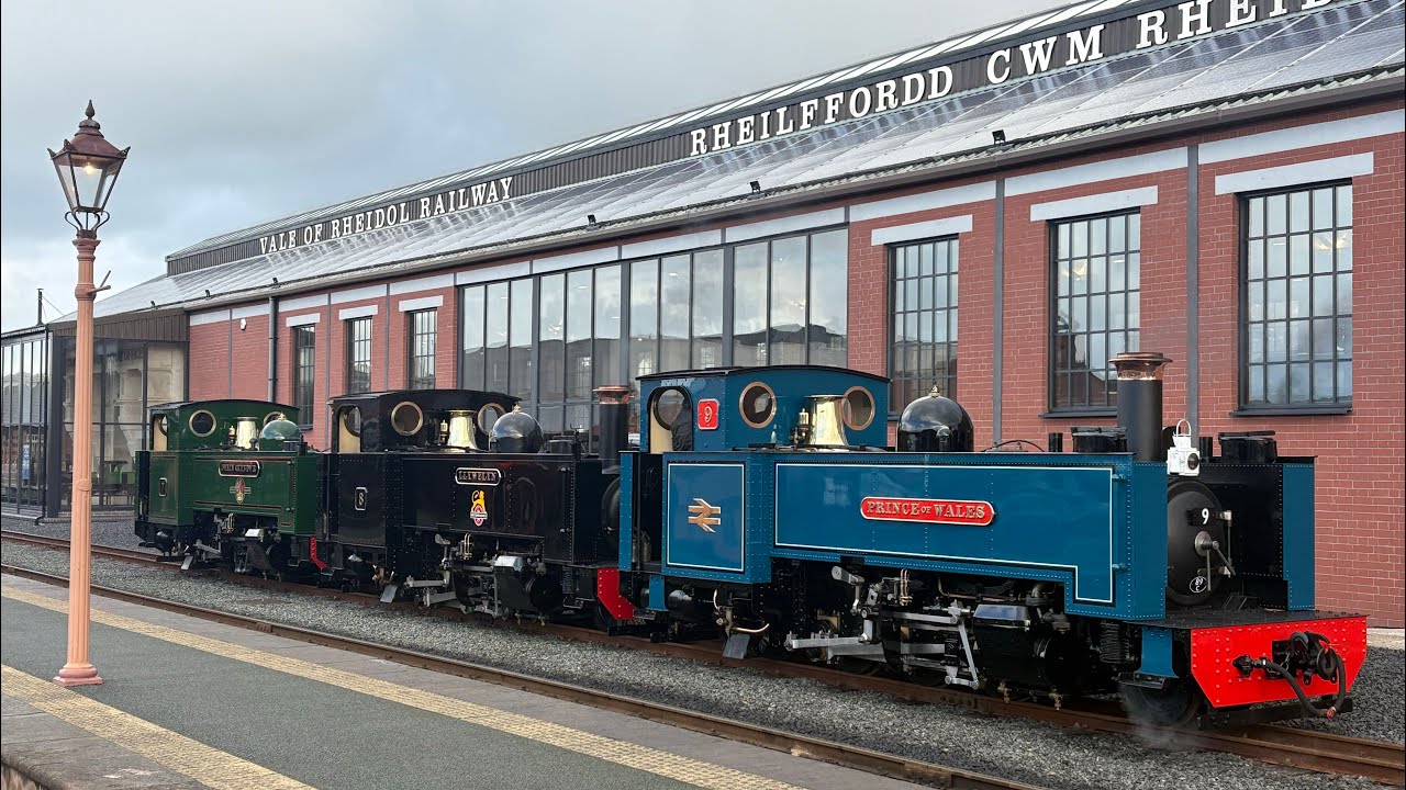 VoR Steam Festival BR blue No 9 with 7, 8, 60 - Vale Of Rheidol narrow gauge preserved railway