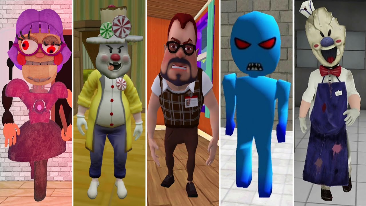 Dark Riddle Neighbor - Finding Blue Free - Miss Ani-Trons Detention Mobile - Ice Scream 5 - Mr Candy