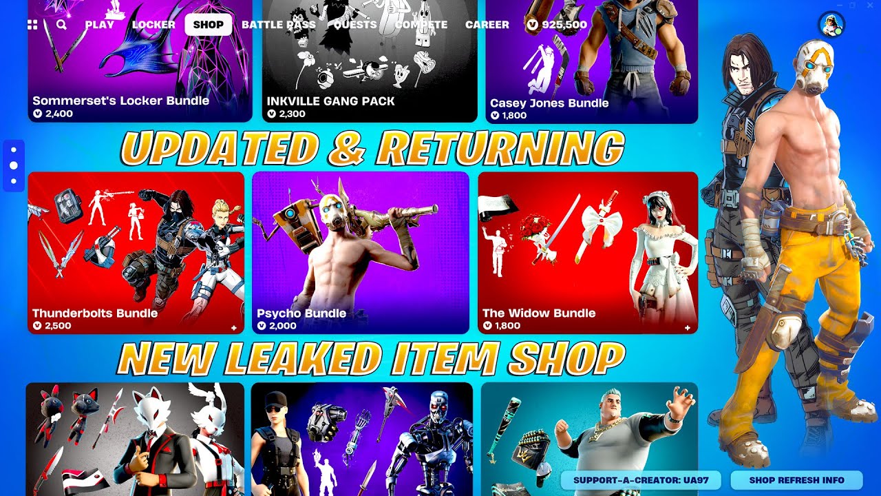 ALL NEW UPDATED v34.40 Fortnite Item Shops (Psycho Bandit, FREE REWARDS, Terminator, Marvel)
