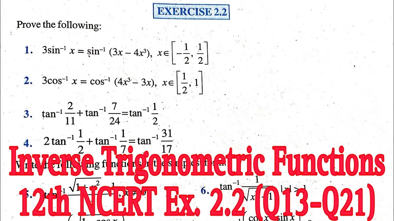 Ex.2.2 Q13 To Q21 Solution Of Inverse Trigonometric Functions NCERT  12th 📖🔥 #spectrumscienceacademy