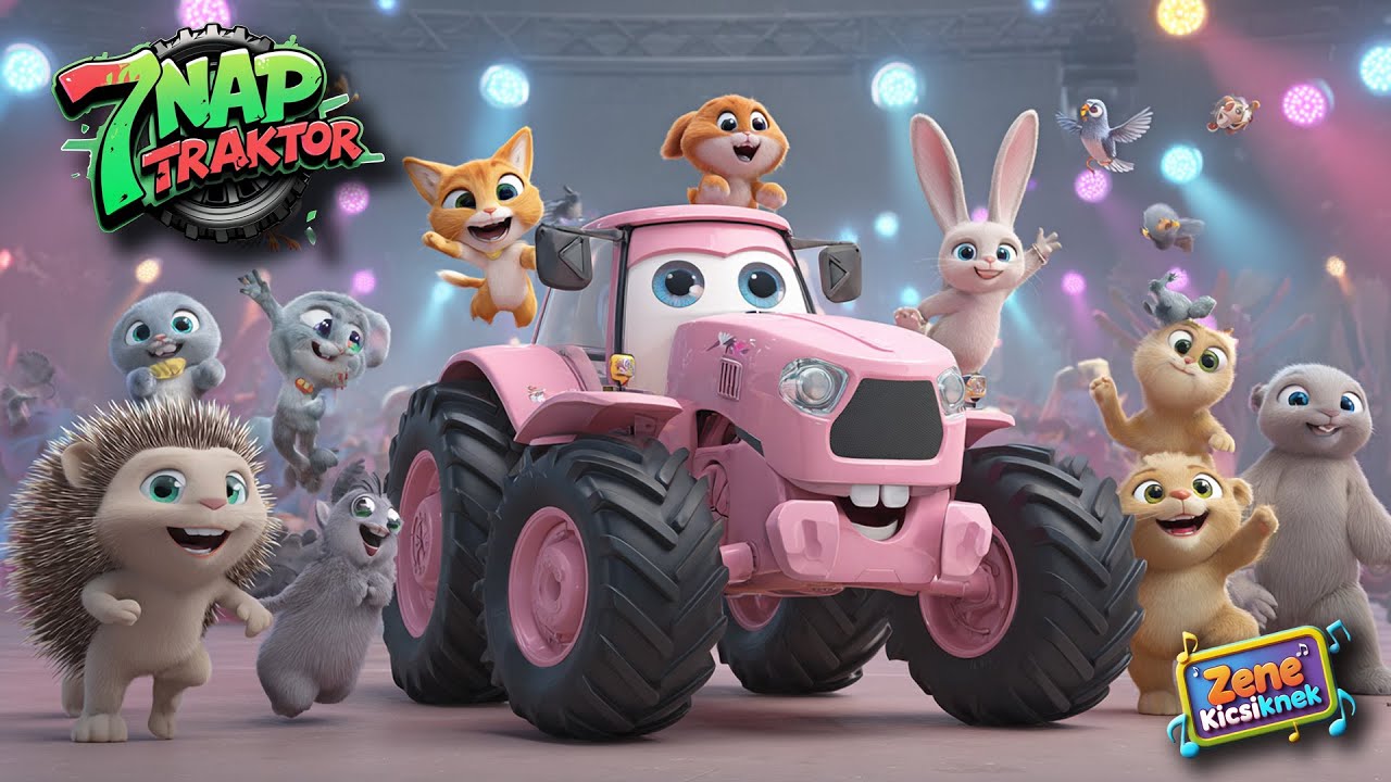 7 Nap 7 Traktor 🚜 | Tanuljuk a Színeket és a Napokat Vidám Gyerekdallal! | Magyar Járműves Dal