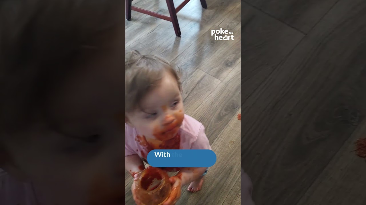 Kids Makes Mess While Eating Directly From Jar and Bottle