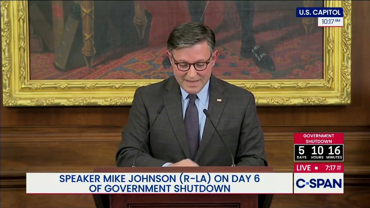 Speaker Johnson Gives Press Conference Remarks on Day 6 of Government Shutdown