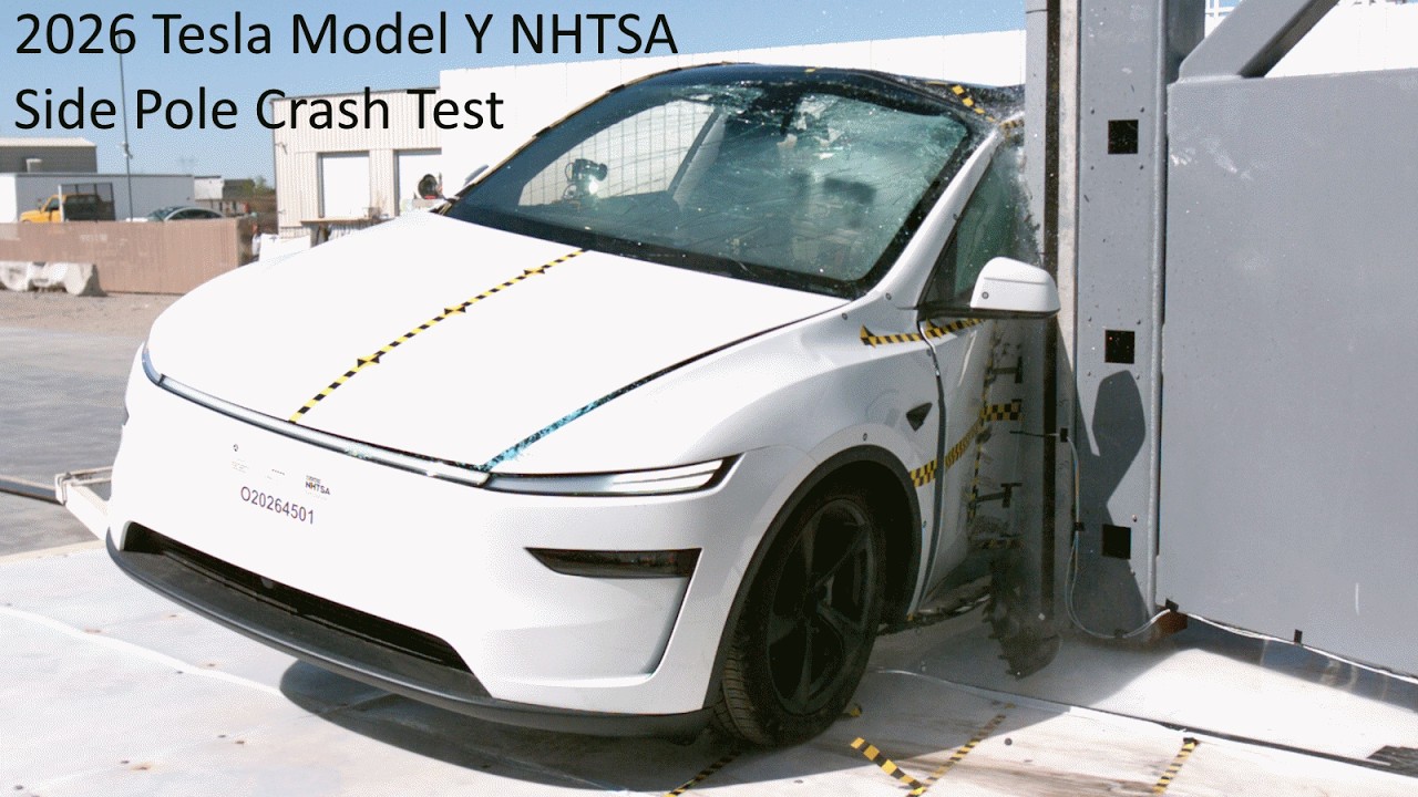 2026-2027 Tesla Model Y NHTSA Side Pole Crash Test