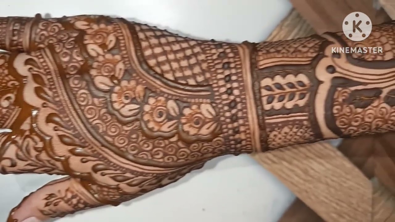 bridal henna hand demo front to back