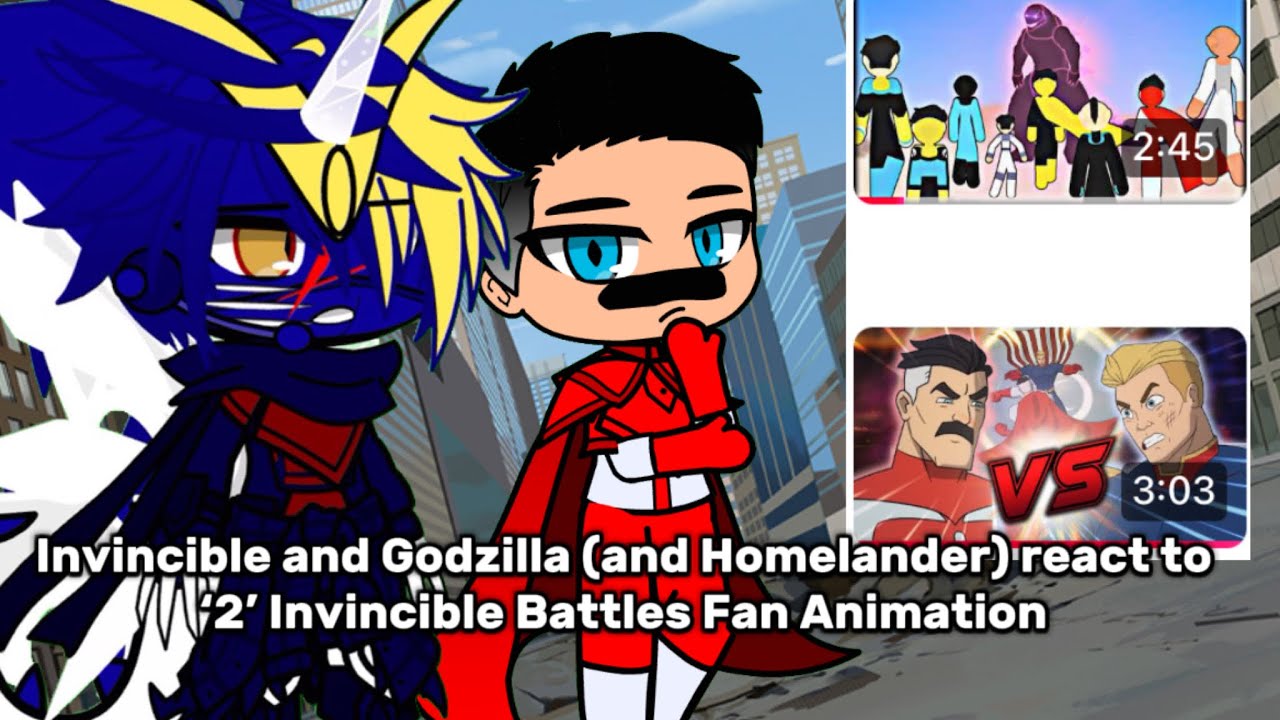 Invincible, Godzilla & Homelander react to ‘2’ Invincible Battles Fan Animation | Gacha Club React