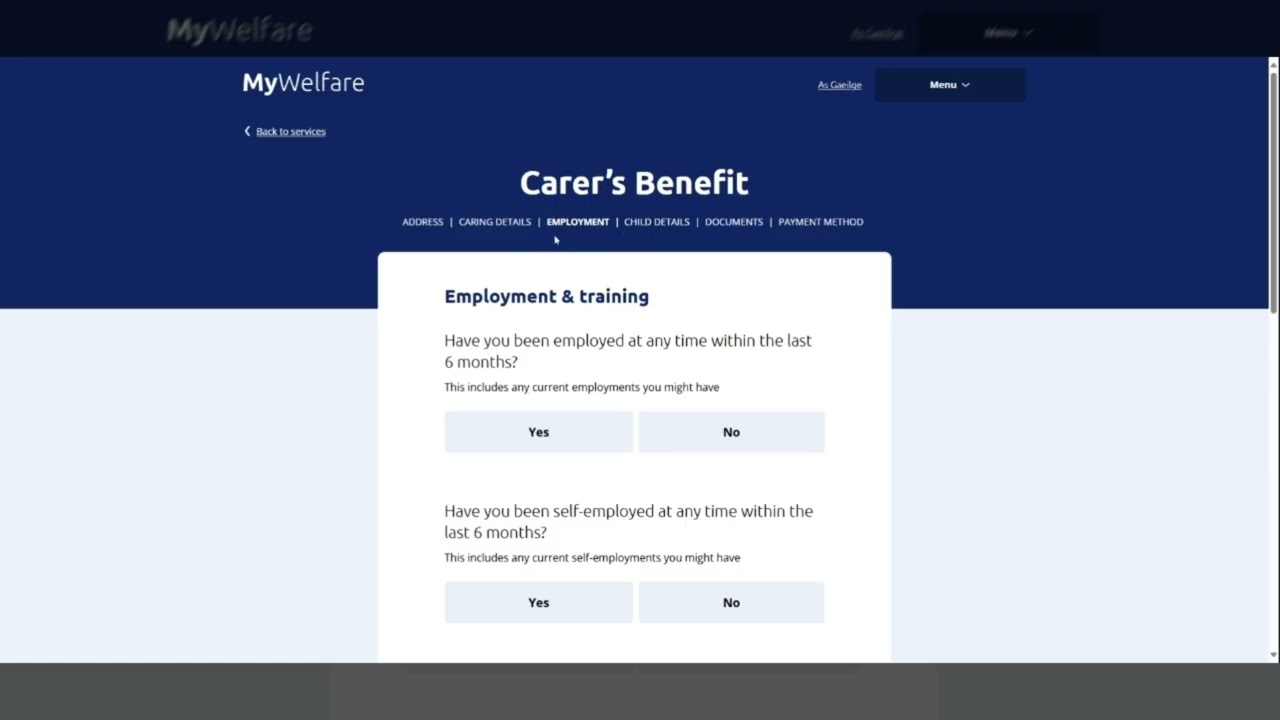 How to Apply for Carer's Benefit on MyWelfare