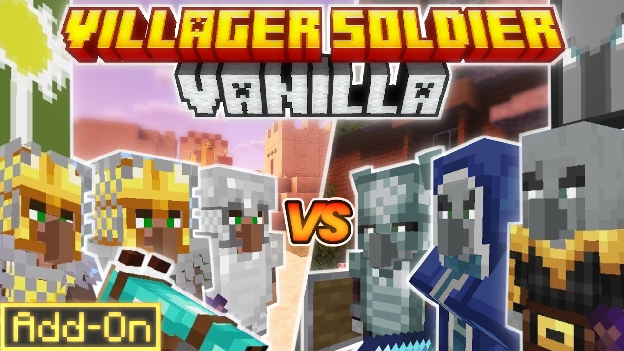 Villager Soldiers Defend the Village! – Minecraft Bedrock Addon Showcase (MCPE)