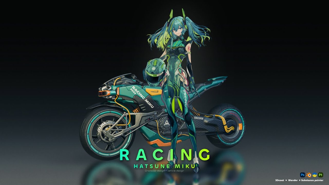 Racing MIKU - 3DCOAT - BLENDER CONCEPT PROCESS