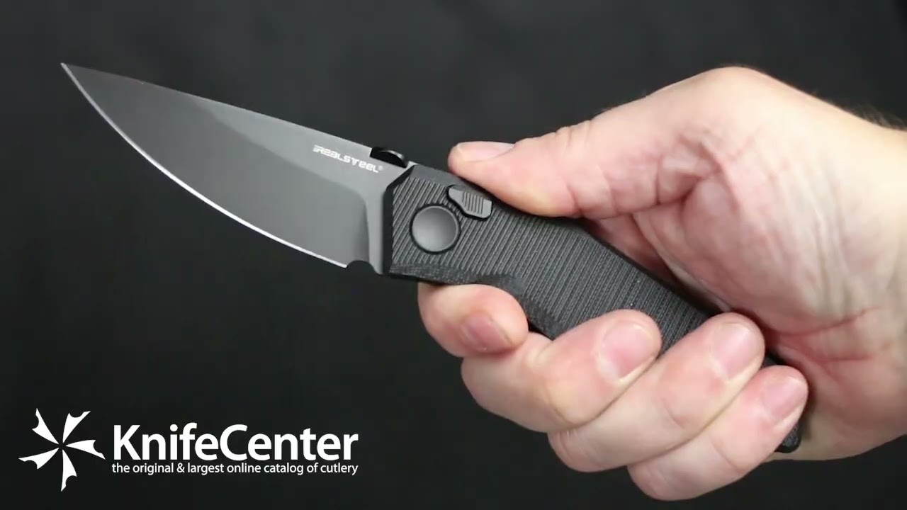Real Steel Knives Poltergeist Works Spectrum Button Lock Folding Knife