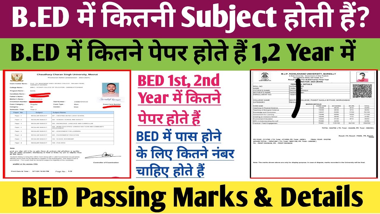 B.Ed me kitne subject Hote Hain | BEd me kitne paper hote hain | BEd me passing marks kitne chahiye
