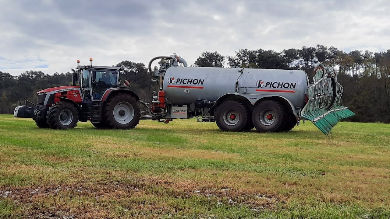 Epandage de lisier [ETA JUHEL] Massey-Ferguson 8s.265 &7724s tonne pichon 20700L