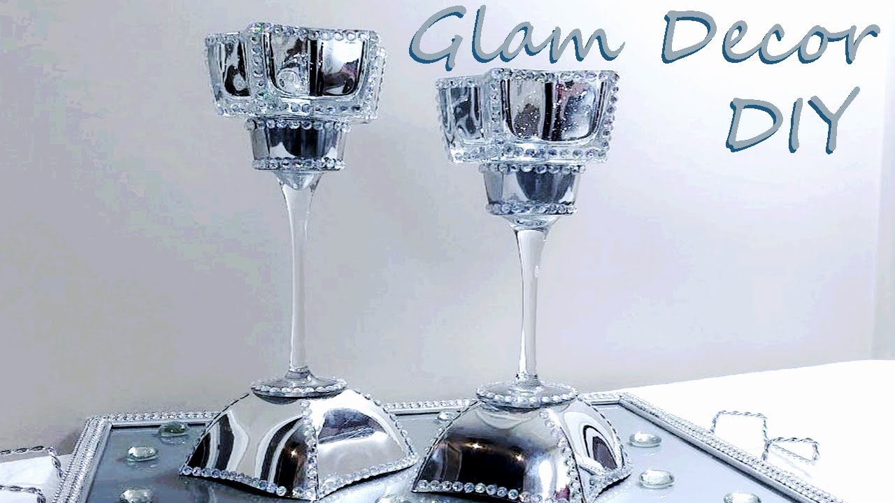 Dollar Tree DIY Glam Faux Mirror Mercury Glass Candle Holders