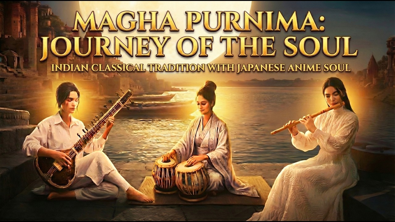 Magha Purnima: Journey of the Soul 🌕✨ | Fantasy Anime Style Indian Music (Bansuri & Sitar)