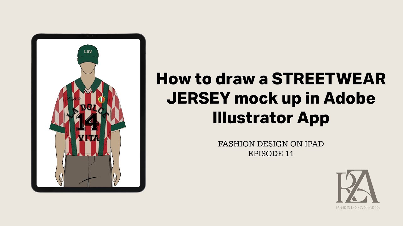 How to draw a Streetwear Jersey Mock up in Adobe Illustrator App | Fashion Design on iPad Episode 11