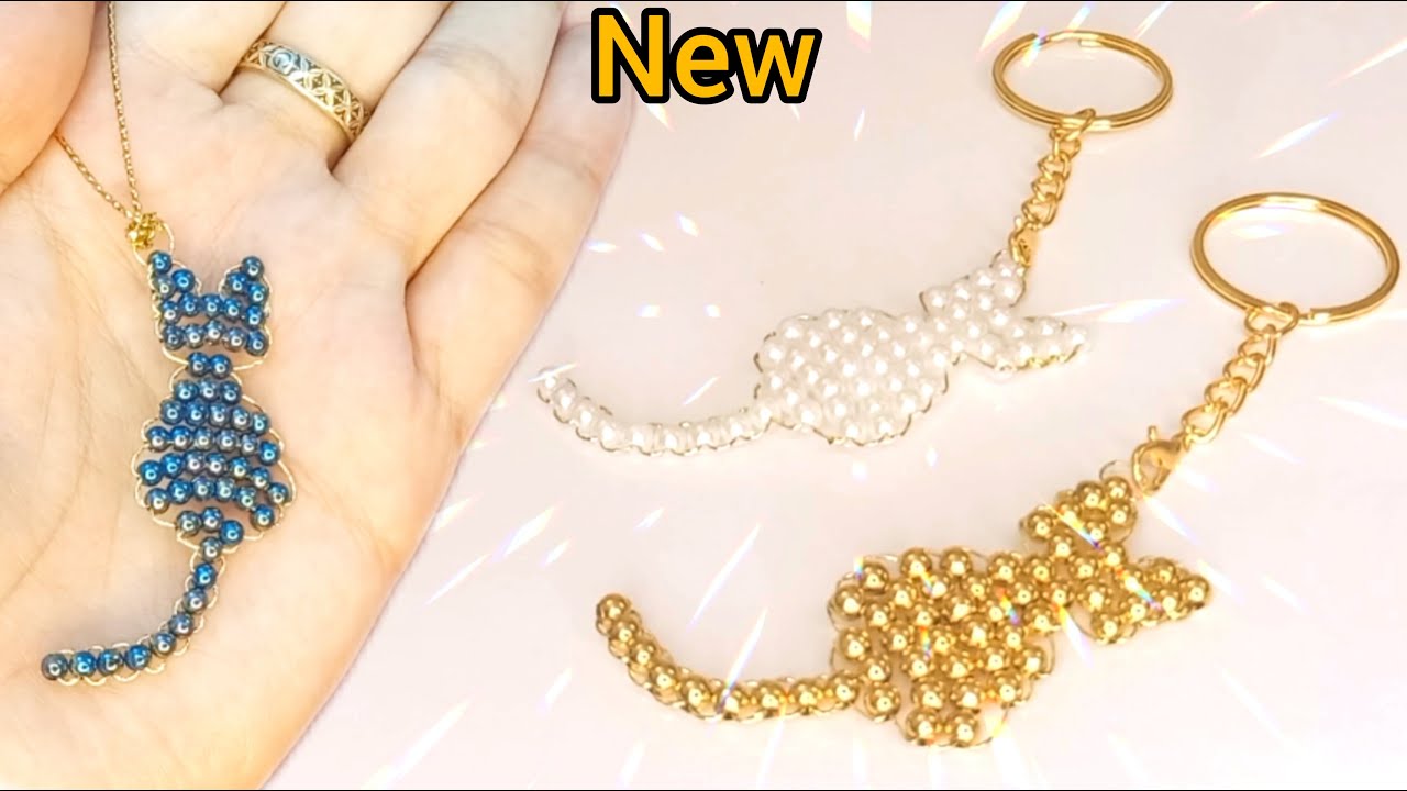 How to make a cute cat with pearls/Cat craft tutorial/Cat craft