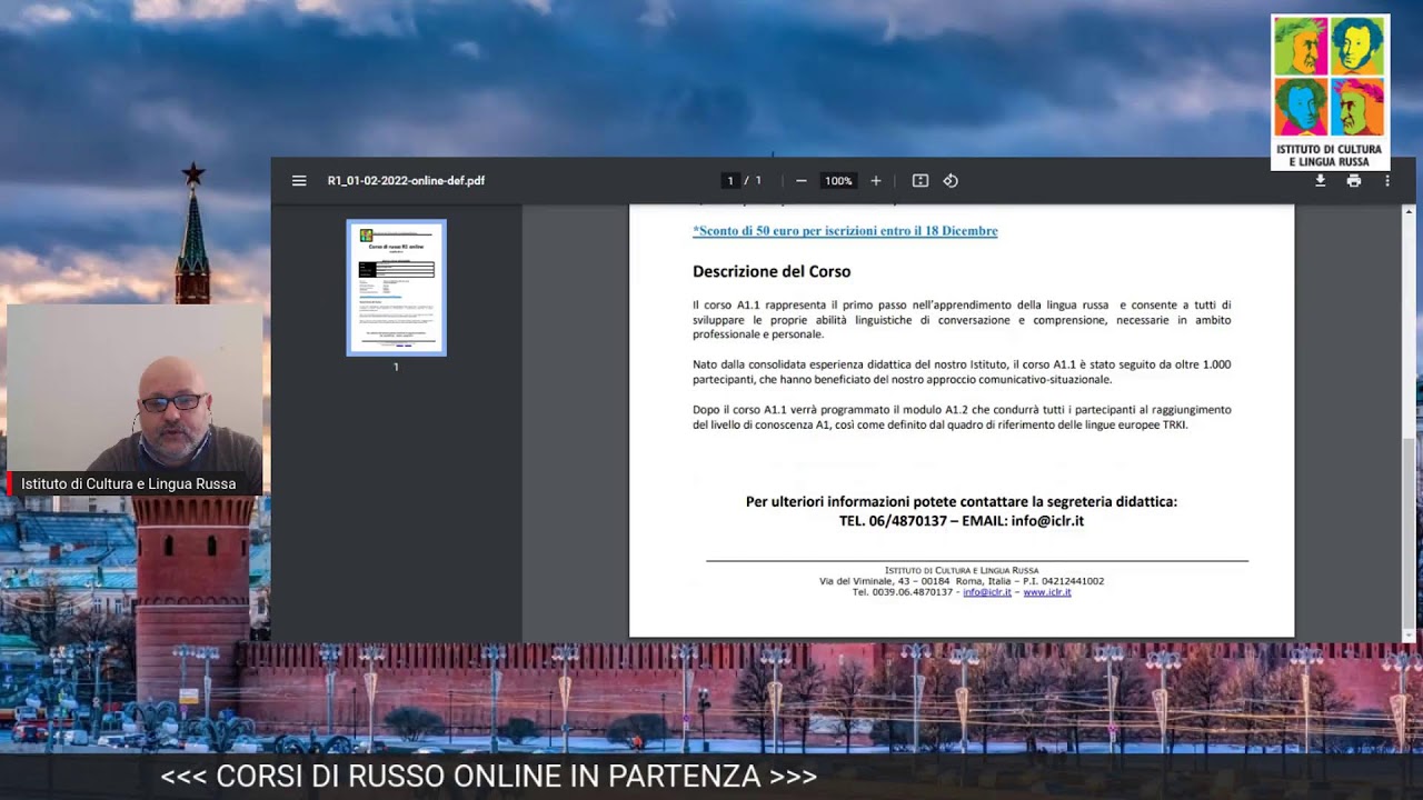 CORSI DI RUSSO ONLINE IN PARTENZA. A partire dal primo Febbraio