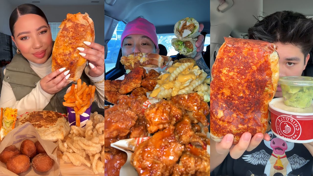 TIKTOK Mukbang Compilation | Taco Bell, Wingstop, Raising Cane&rsquo;s, Chipotle & More! 🌮🍗🔥🌯