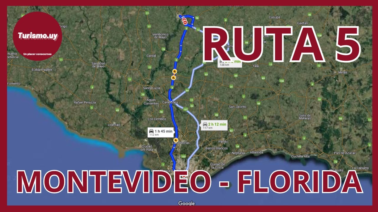 Recorrido por RUTA 5 desde MONTEVIDEO a FLORIDA