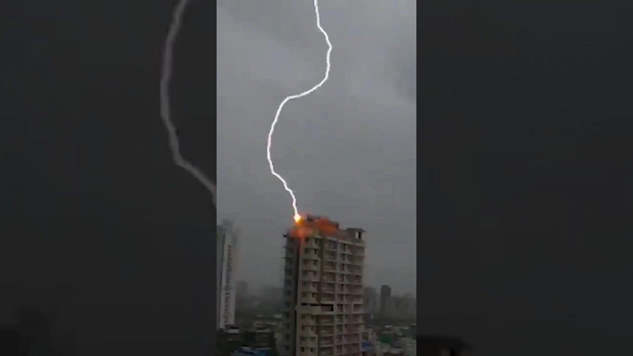 Lightning Strikes a Building in Seconds