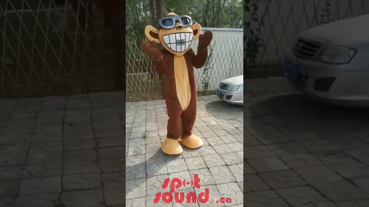 SPOTSOUND.CA Mascot Costume - Cool monkey with eyeglasses full body mascot costume cosplay outfit