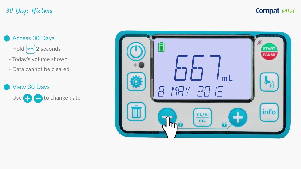 07 - Compat Ella Enteral Feeding Pump - Retrieve the 30 Day Volume History