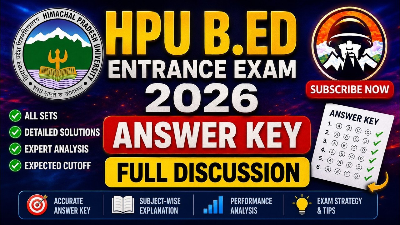 HPU B.Ed. Entrance Exam 2026| Answer key | HPU Bed Entrance Test Preparation 2026 | Him Rakshak🎯