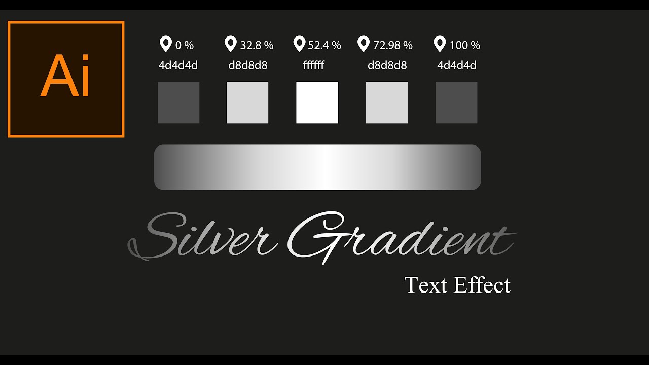 Silver gradient text effect in illustrator| Adobe illustrator| Graphic Designing