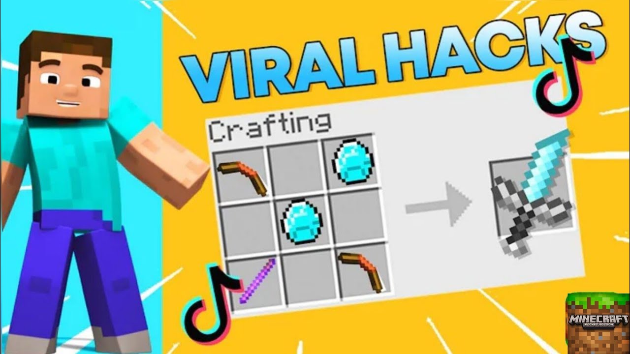 Minecraft PE viral tiktok hacks || MCPE hacks with our friend 
