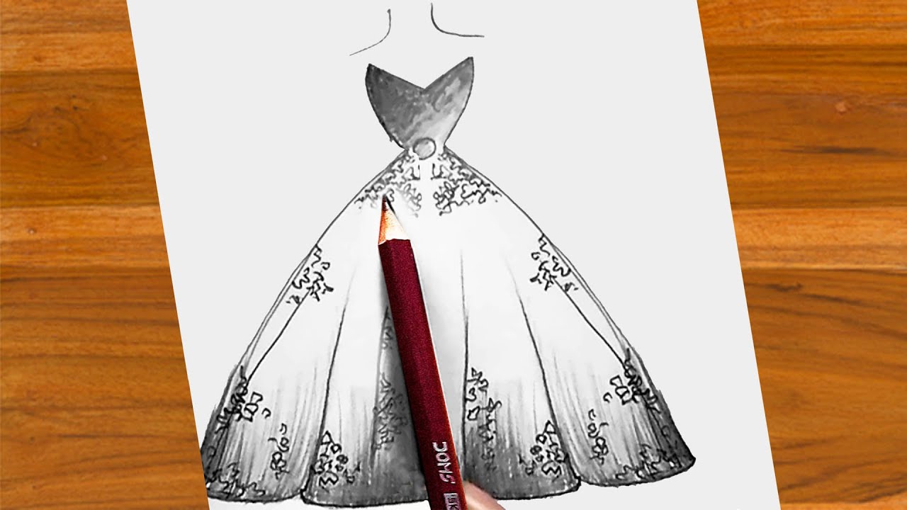 how to draw dress easy | how to draw a girl dress | dress draw - S Pollen