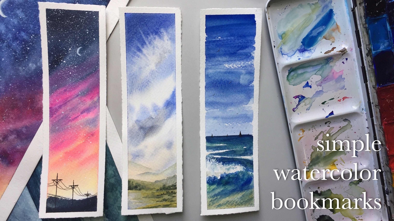 making watercolor bookmarks