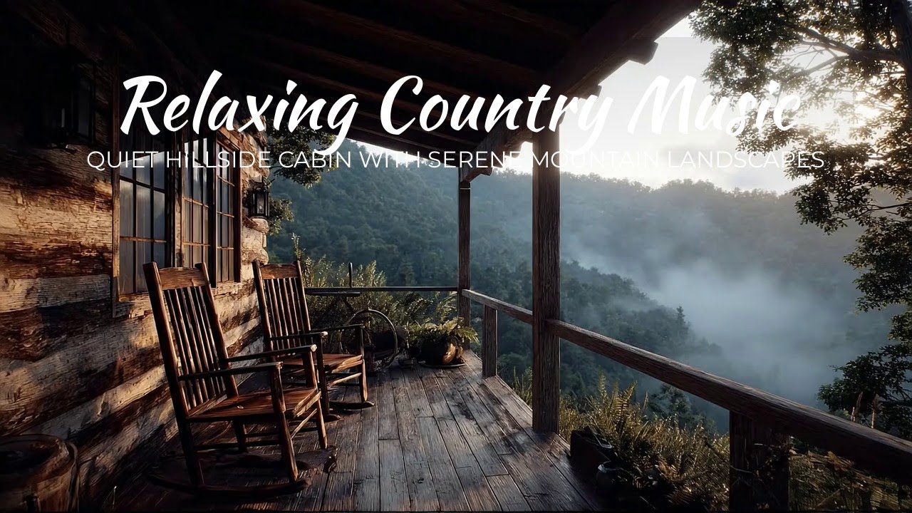 Relaxing Country Music | Quiet Hillside Cabin with Serene Mountain Landscapes