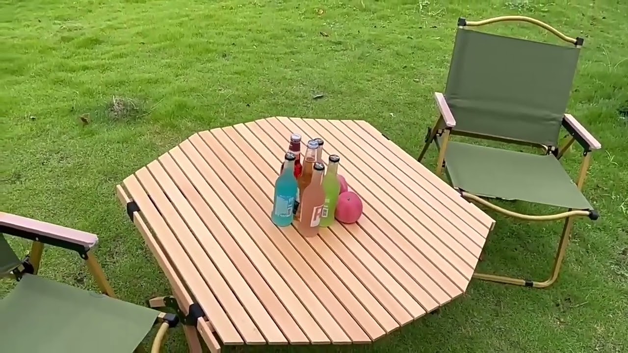 Portable Picnic Table Folding Camping Travel Table Solid Wood Egg Roll Anise Camping Table #table