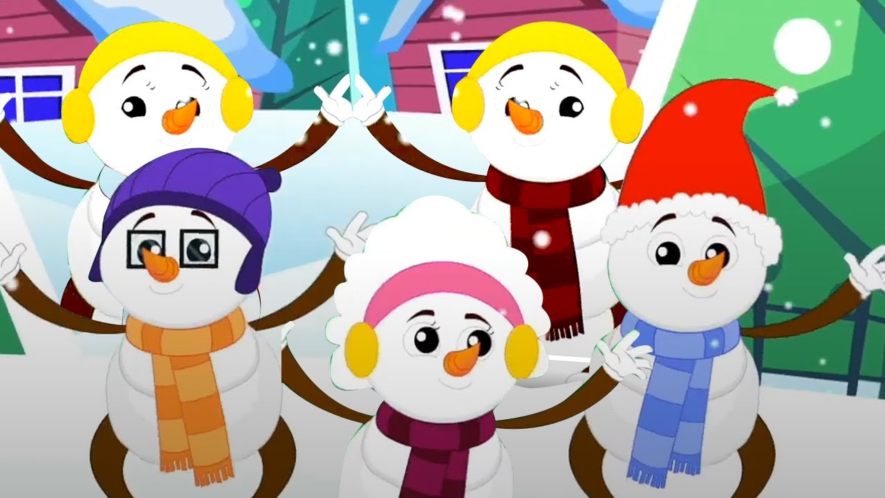 Cinco Pouco boneco de neve | Educa&ccedil;&atilde;o infantil | Musica para bebes | Desenhos animado