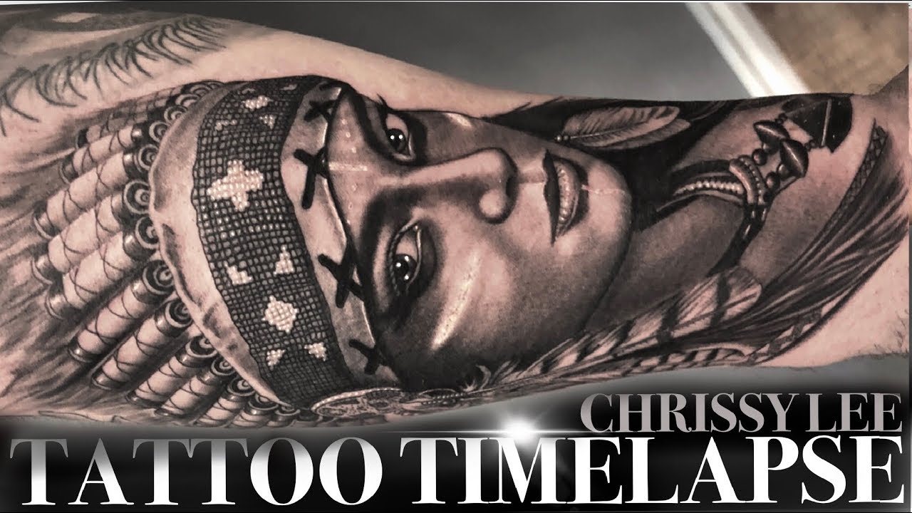 TATTOO TIME LAPSE | LADY IN NATIVE AMERICAN HEADDRESS | CHRISSY LEE