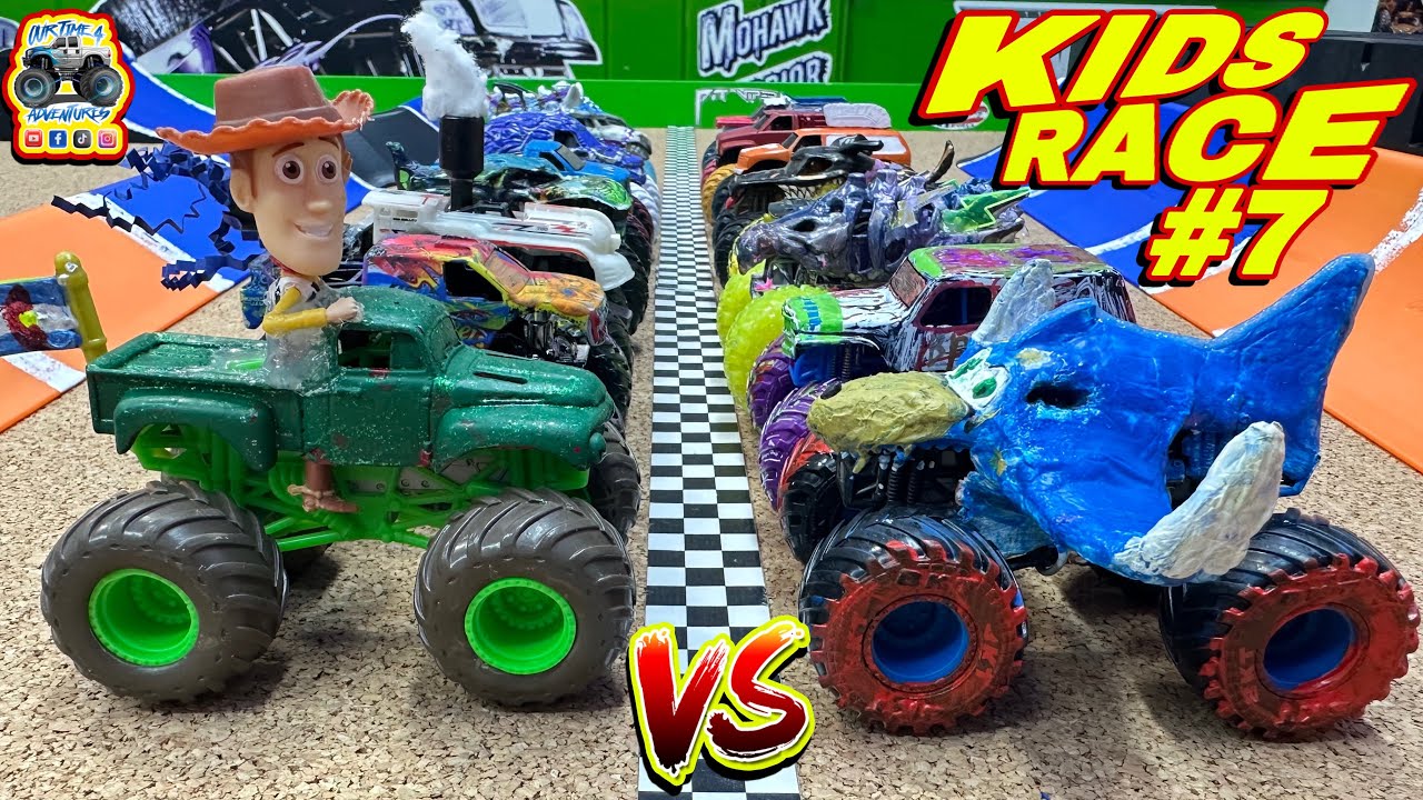 Toy Diecast Monster Truck Racing Tournament | Kids designed, built, and painted customs! RACE #7