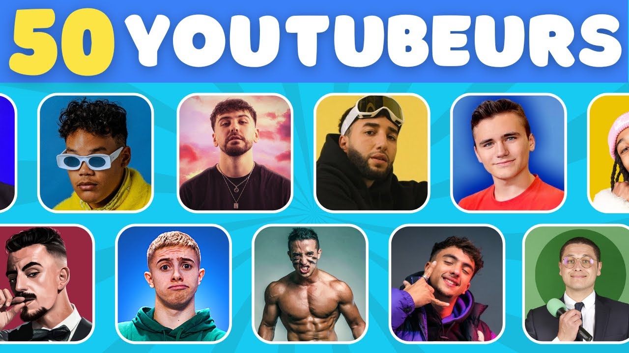 Devine 50 YOUTUBEURS | QUIZ Youtube | Squeezie,Inoxtag,N&eacute;o...