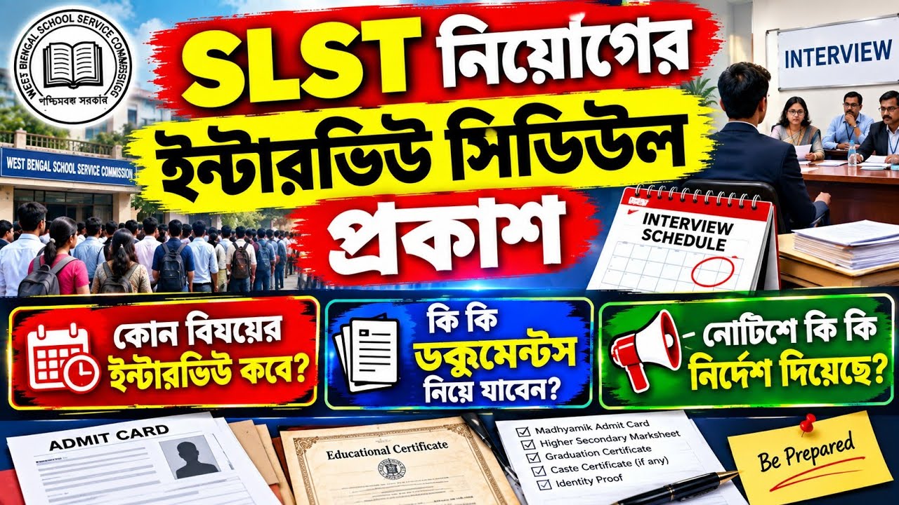 SLST Recruitment Interview Schedule Published| 11-12 Interview Schedule Published|WB SSC Teacher Recruitment