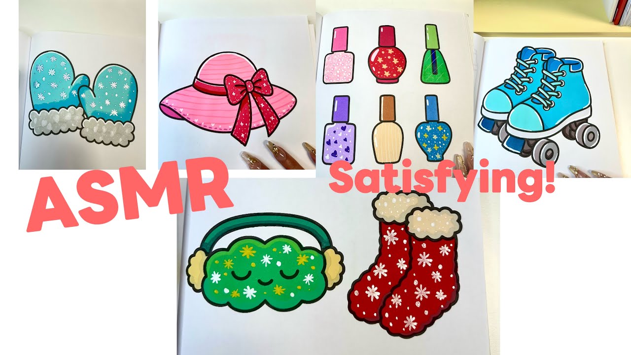 Relaxing Coloring Book Pages | Cute Objects Marker Coloring ASMR
