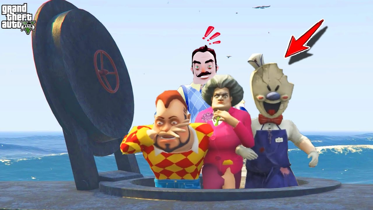 GİZEMLİ DENİZALTI BULDUK 😱 GTA 5 Dark Riddle - Scary Teacher - Ice Scream 7