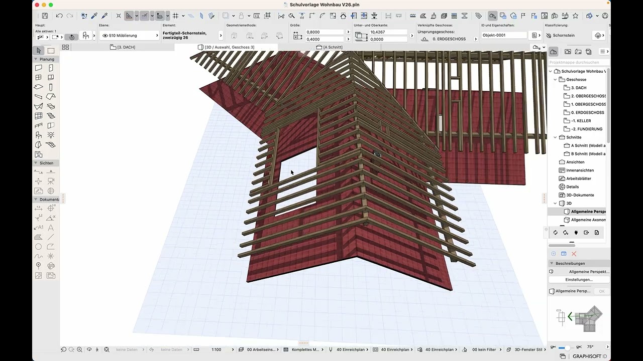 Archicad26 Dach Dachstuhl Auswertungsliste