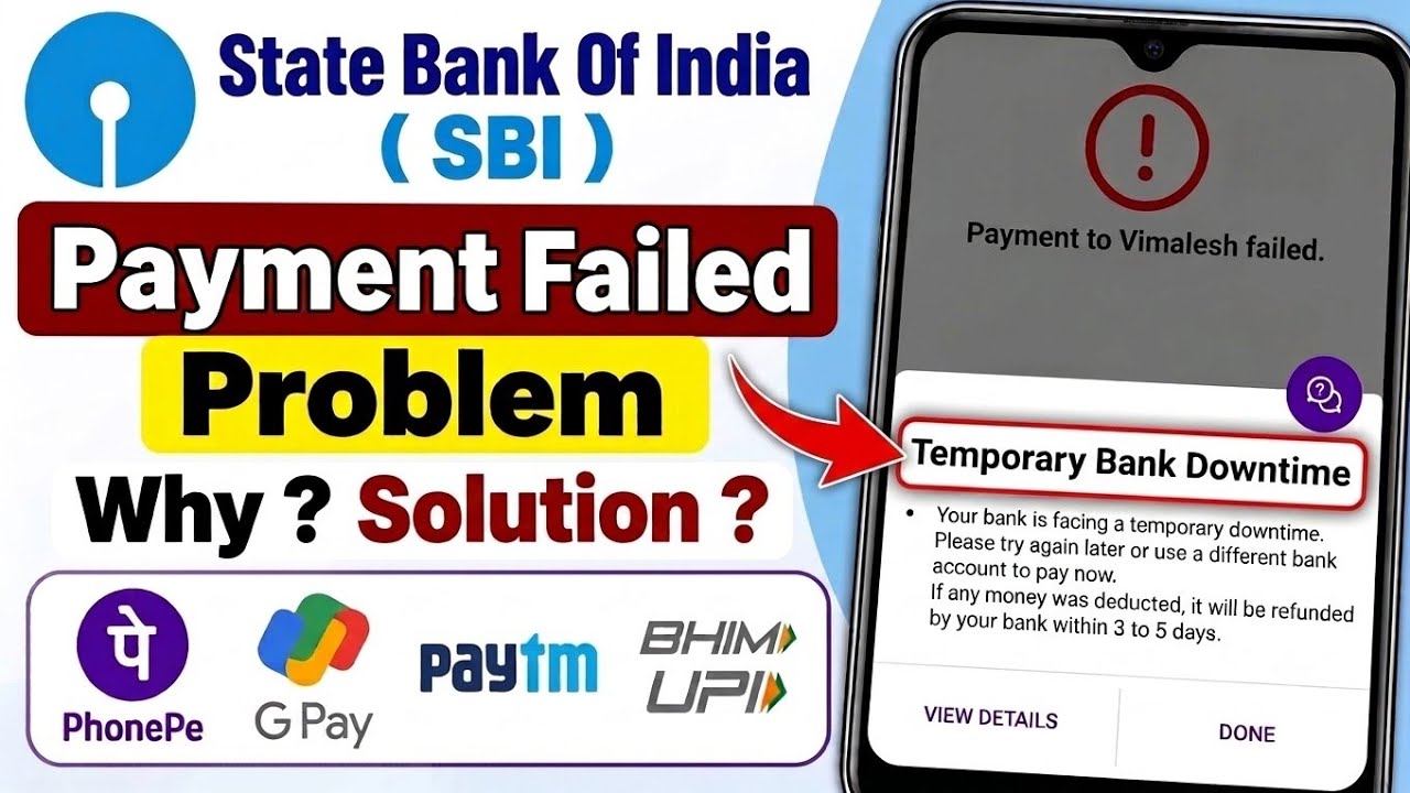 state bank of india payment failed problem | sbi bank server down today |sbi temporary bank downtime