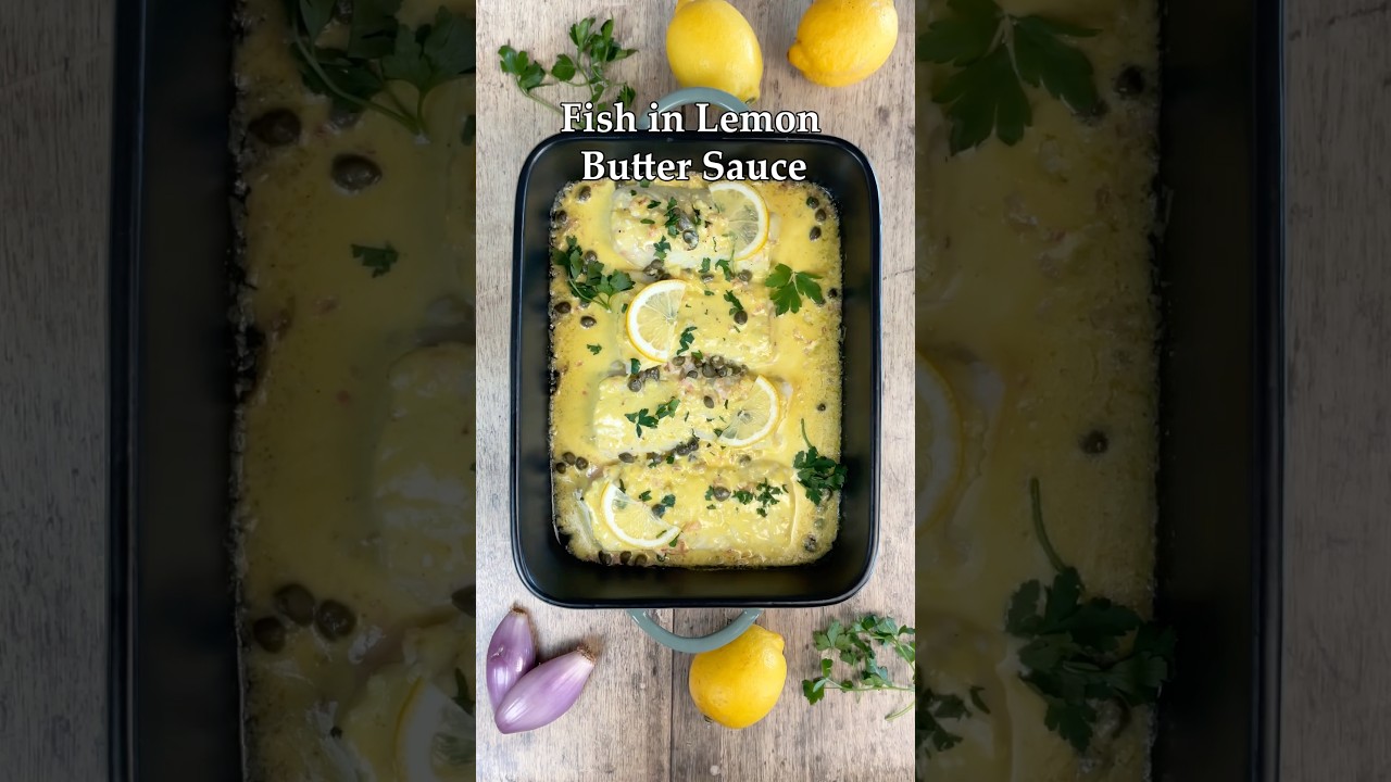 Baked Fish with Lemon Butter Sauce🐟🍋