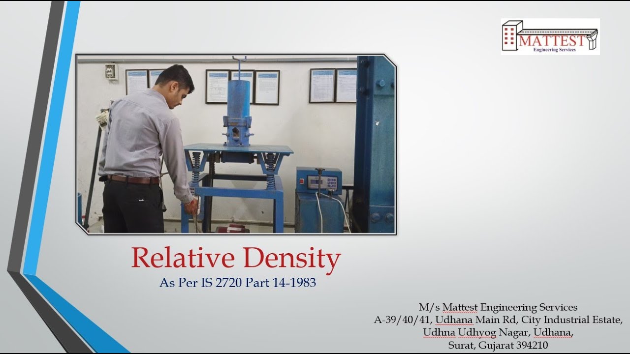 Relative Density | Density Index |Test Using Vibration Table Test as per IS 2720 Part 14 :1983