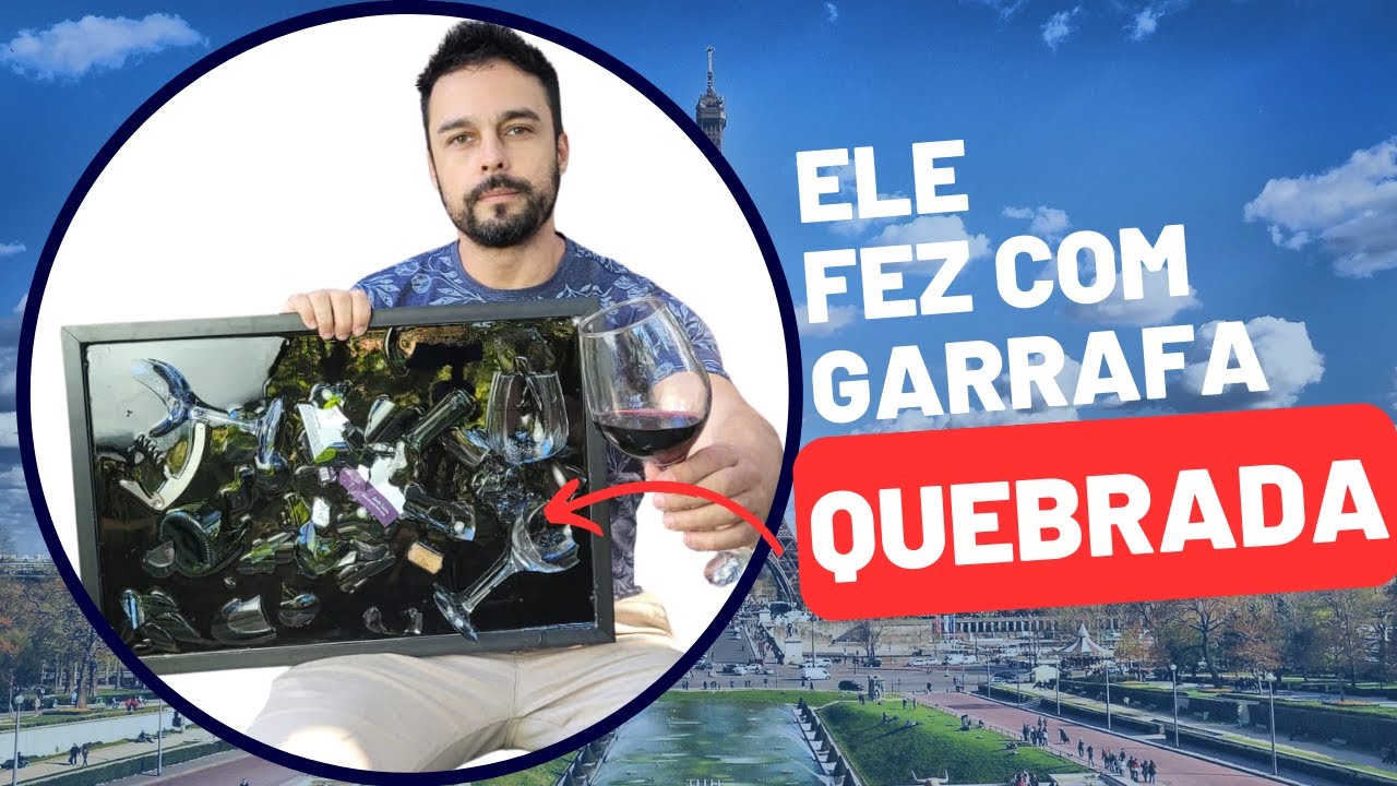 Arte com garrafa quebrada.