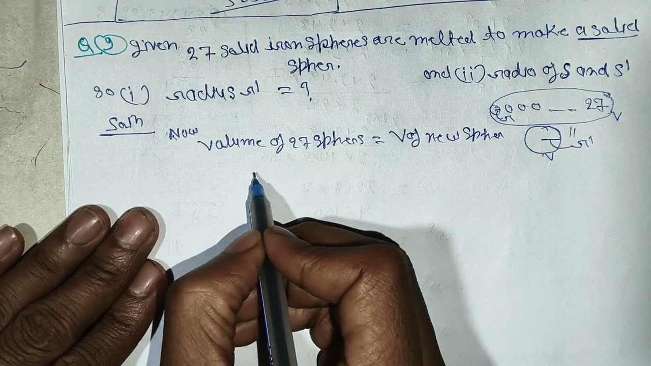 27 solid iron spheres, each of radius each of radius r and surface area is are melted to f