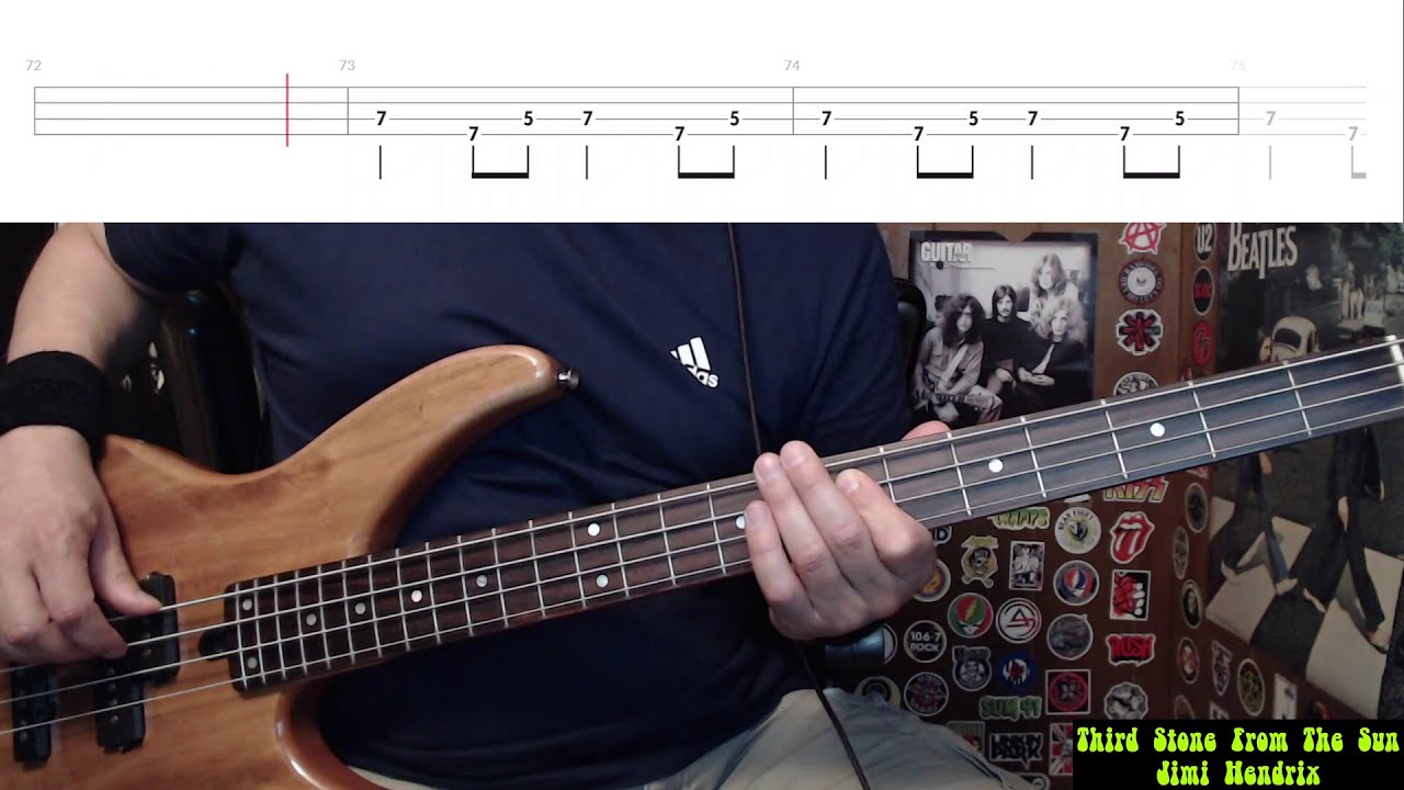 Third Stone From The Sun by Jimi Hendrix - Bass Cover with Tabs Play-Along