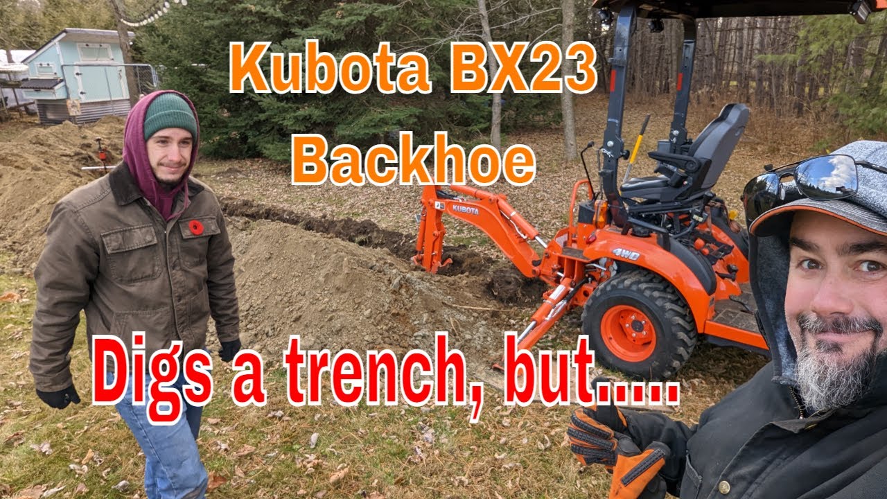 Экскаватор Kubota BX23s роет траншею глубиной 60 метров. Всё пошло не по плану. Рытьё траншей тра...