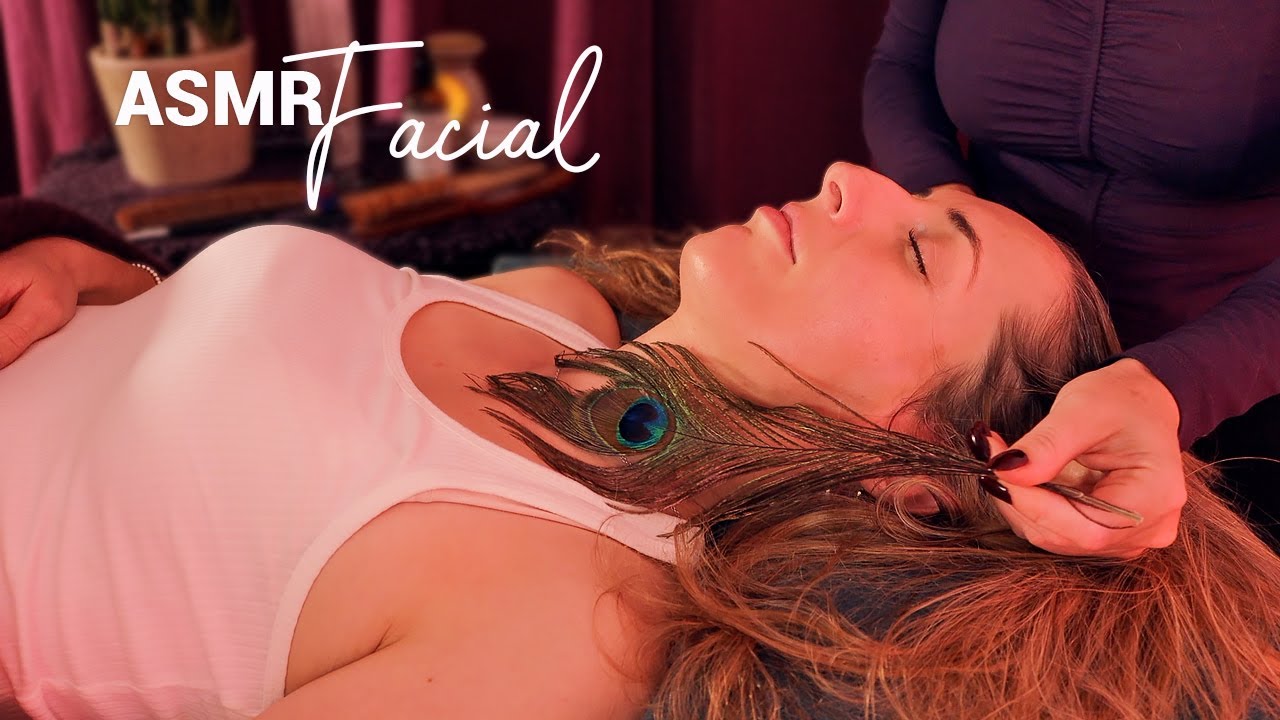 A Relaxing ASMR Facial in the Rain 💜 Brushing, Mask, Light Touch Massage